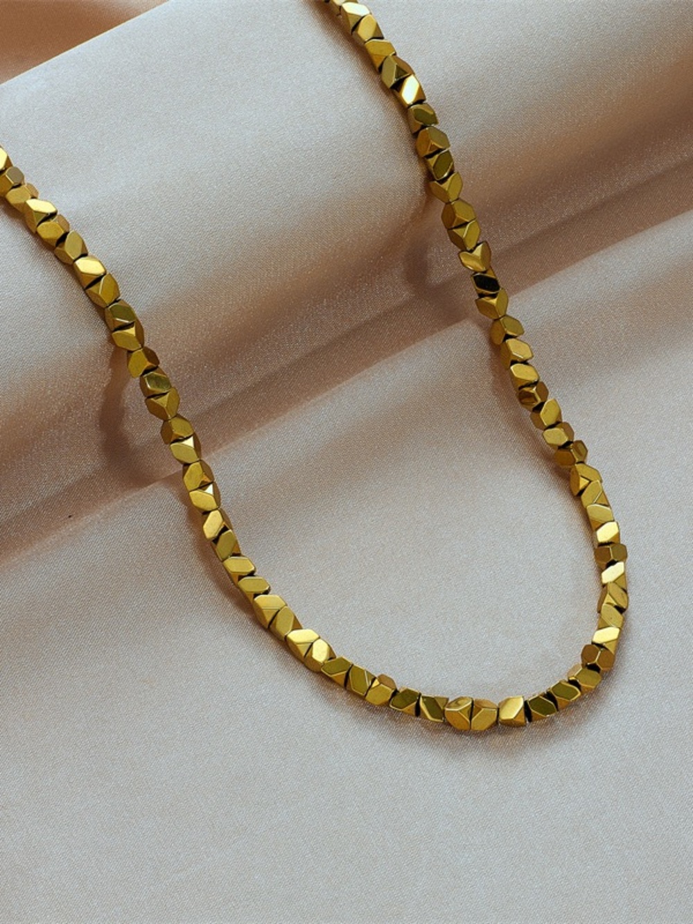 Gold Faceted Bead Necklace stainless steel - Women Jewelry
